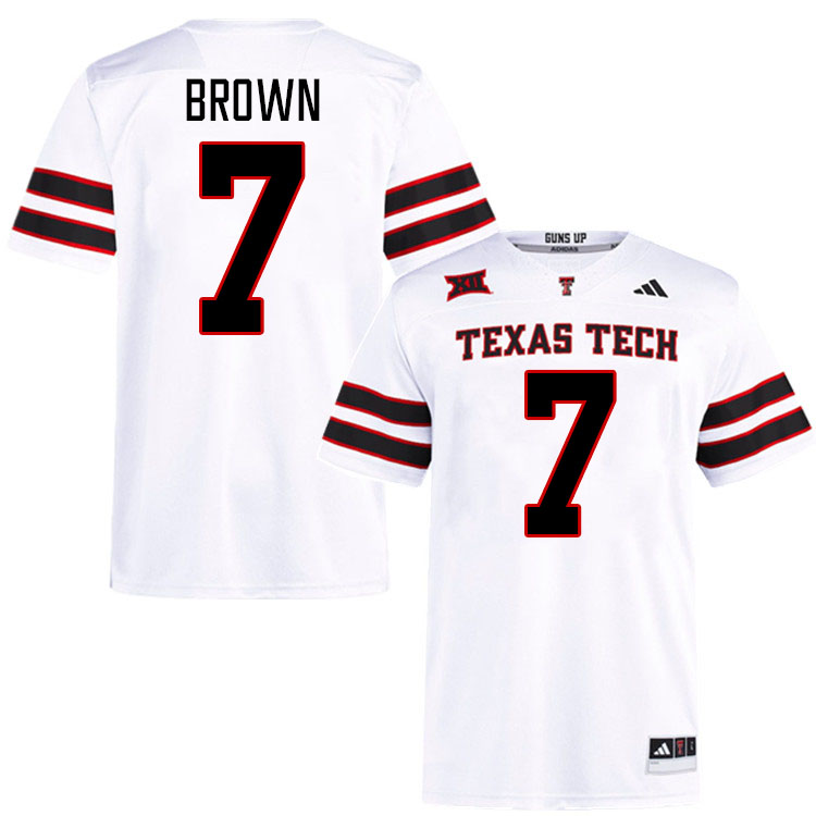 #7 Cameran Brown Texas Tech Red Raiders Jerseys College Football Uniforms Stitched-White